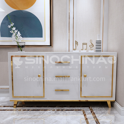 BE-BX001 Sideboard Dining room light luxury metal frame tempered glass sideboard